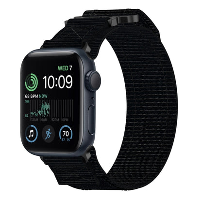 For Apple Watch SE 44mm Nylon Hook And Loop Fastener Watch Band(Black) by bashfashion