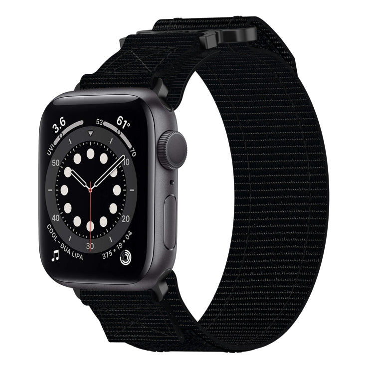 For Apple Watch Series 6 40mm Nylon Hook And Loop Fastener Watch Band(Black) by bashfashion