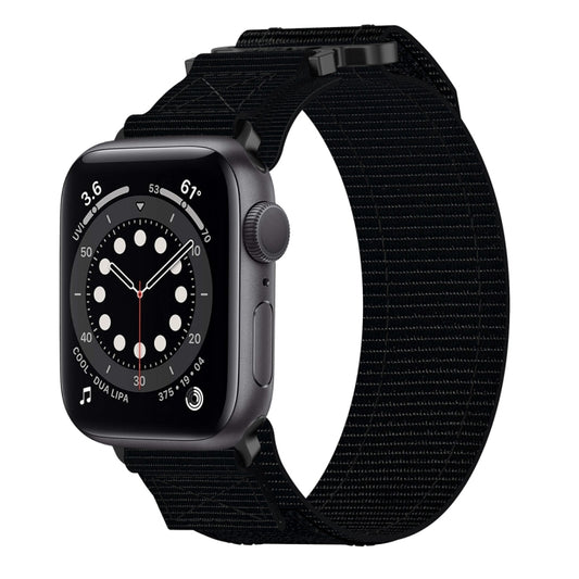 For Apple Watch Series 6 40mm Nylon Hook And Loop Fastener Watch Band(Black) by bashfashion