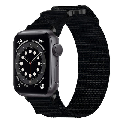 For Apple Watch Series 6 44mm Nylon Hook And Loop Fastener Watch Band(Black) by bashfashion