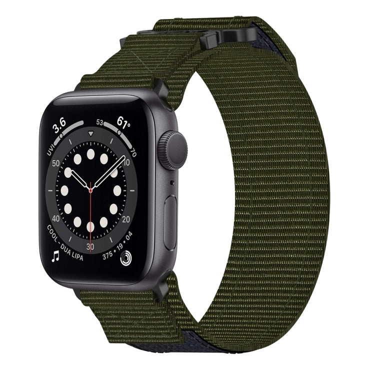 For Apple Watch Series 6 44mm Nylon Hook And Loop Fastener Watch Band(Army Green) by bashfashion