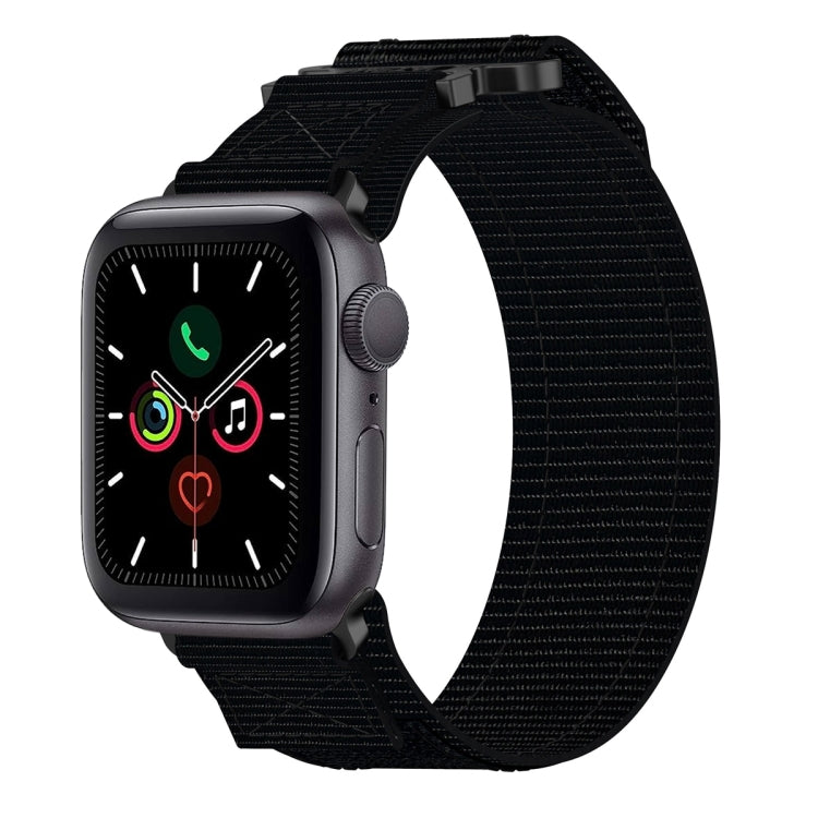 For Apple Watch Series 5 44mm Nylon Hook And Loop Fastener Watch Band(Black) by bashfashion