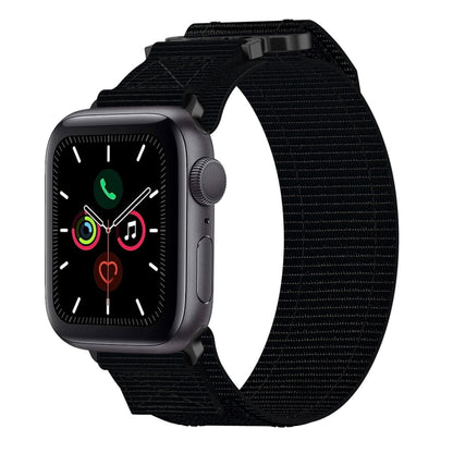 For Apple Watch Series 5 44mm Nylon Hook And Loop Fastener Watch Band(Black) by bashfashion