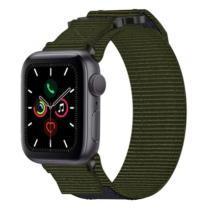 For Apple Watch Series 5 44mm Nylon Hook And Loop Fastener Watch Band(Army Green) by bashfashion