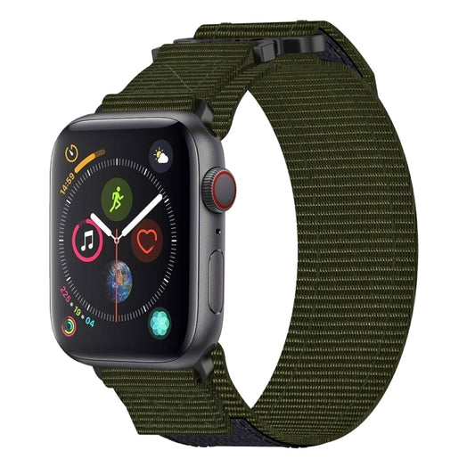 For Apple Watch Series 4 40mm Nylon Hook And Loop Fastener Watch Band(Army Green) by bashfashion