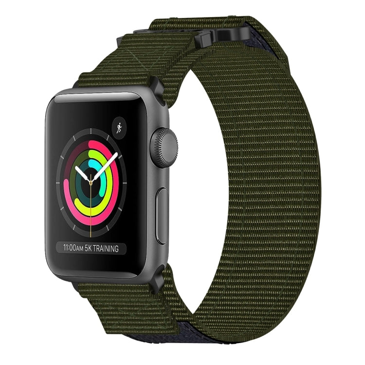 For Apple Watch 42mm Nylon Hook And Loop Fastener Watch Band(Army Green) by bashfashion