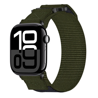 For Apple Watch Series 10 46mm Nylon Hook And Loop Fastener Watch Band(Army Green) by bashfashion