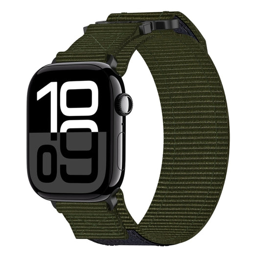 For Apple Watch Series 10 46mm Nylon Hook And Loop Fastener Watch Band(Army Green) by bashfashion