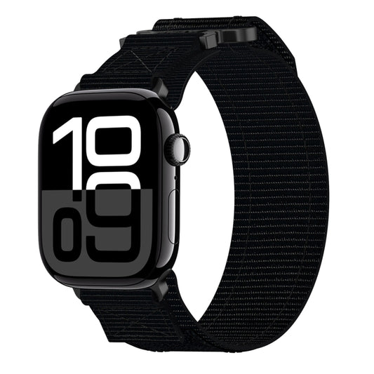 For Apple Watch Series 10 42mm Nylon Hook And Loop Fastener Watch Band(Black) by bashfashion