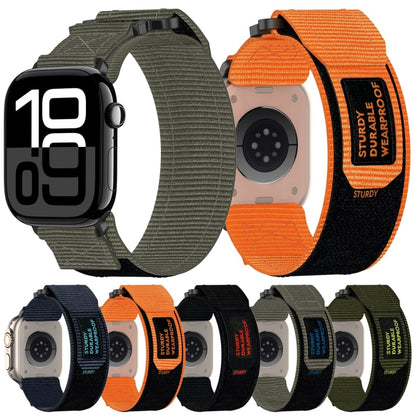 For Apple Watch Series 10 42mm Nylon Hook And Loop Fastener Watch Band(Black) by bashfashion