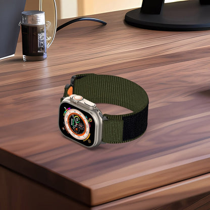 For Apple Watch SE 44mm Nylon Hook And Loop Fastener Watch Band(Army Green) by bashfashion