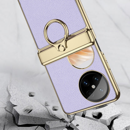 For Huawei Pocket 2 GKK Electroplated Leather Phone Case with Ring(White) by GKK