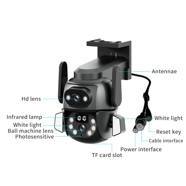 Q821 4MP Binocular Zoom Dual Light Source Outdoor IP67 Waterproof WiFi Camera(US Plug) by bashfashion