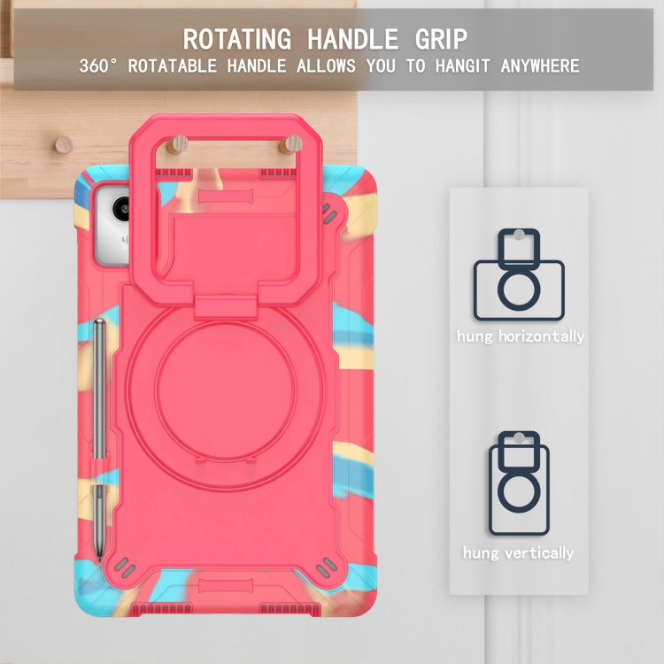 For Lenovo Tab M11/ Xiaoxin Pad 11 2024 Handle Robot Silicone Hybrid PC Tablet Case(Camouflage Rose Red) by bashfashion