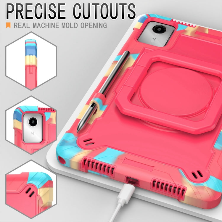 For Lenovo Tab M11/ Xiaoxin Pad 11 2024 Handle Robot Silicone Hybrid PC Tablet Case(Camouflage Rose Red) by bashfashion