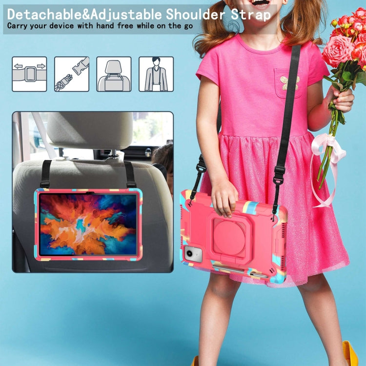 For Lenovo Tab M11/ Xiaoxin Pad 11 2024 Handle Robot Silicone Hybrid PC Tablet Case(Camouflage Rose Red) by bashfashion