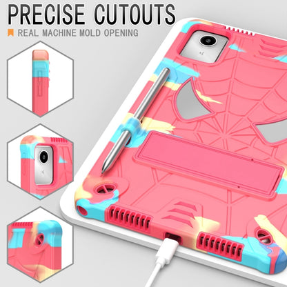 For Lenovo Tab M11/ Xiaoxin Pad 11 2024 Fold-Holder Spider Silicone Hybrid PC Tablet Case(Camouflage Rose Red) by bashfashion