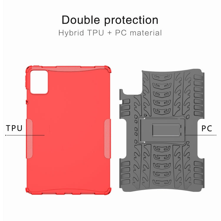 For Lenovo Tab M11/ Xiaoxin Pad 11 2024 Tire Texture TPU Hybrid PC Tablet Case with Holder(Red) by bashfashion
