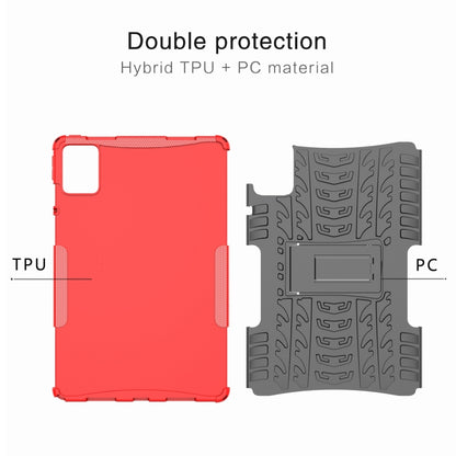 For Lenovo Tab M11/ Xiaoxin Pad 11 2024 Tire Texture TPU Hybrid PC Tablet Case with Holder(Red) by bashfashion