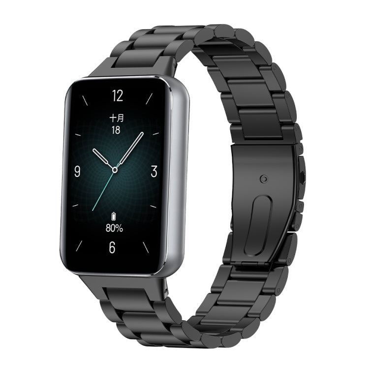 For Honor Band 9 Three Strains Metal Watch Band(Black) by bashfashion