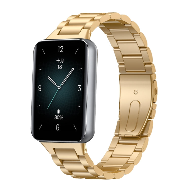 For Honor Band 9 Three Strains Metal Watch Band(Gold) by bashfashion