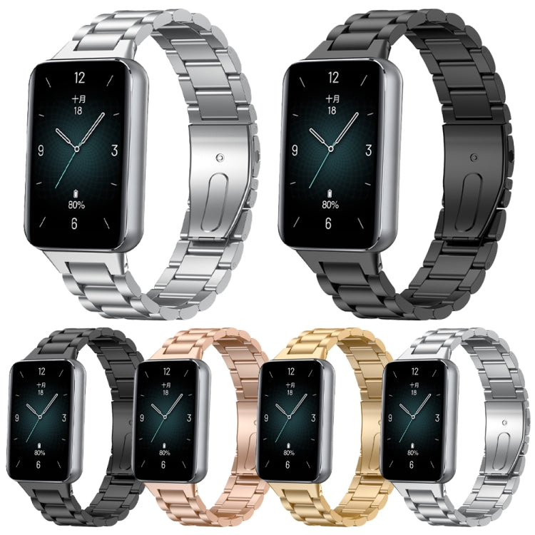 For Honor Band 9 Three Strains Metal Watch Band(Black) by bashfashion