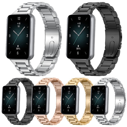 For Honor Band 9 Three Strains Metal Watch Band(Black) by bashfashion