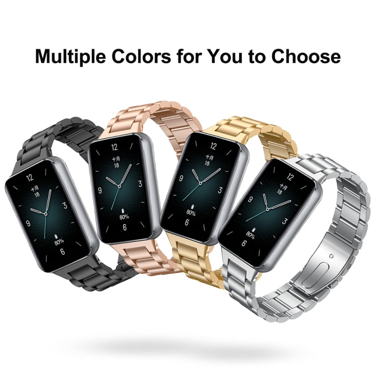 For Honor Band 9 Three Strains Metal Watch Band(Rose Gold) by bashfashion