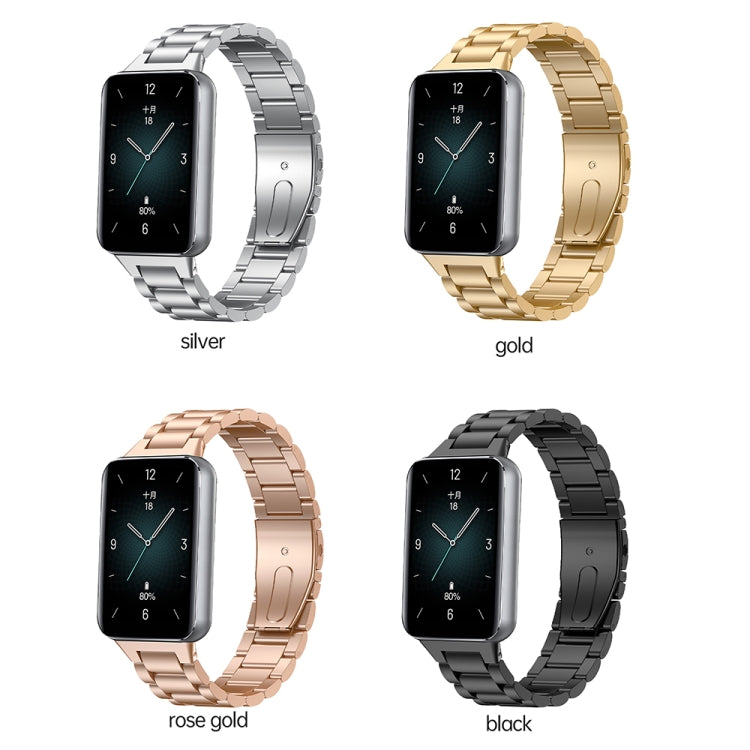 For Honor Band 9 Three Strains Metal Watch Band(Rose Gold) by bashfashion