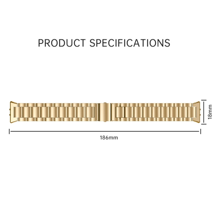 For Honor Band 9 Three Strains Metal Watch Band(Gold) by bashfashion