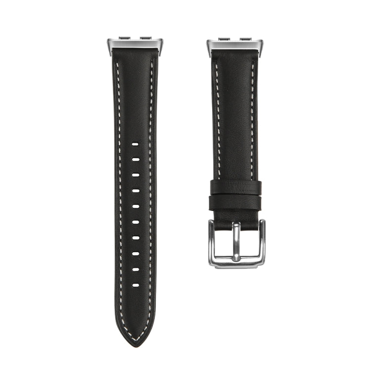 For Honor Band 9 Genuine Leather Watch Band(Black) by bashfashion