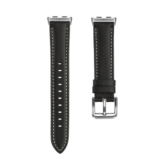 For Honor Band 9 Genuine Leather Watch Band(Black) by bashfashion
