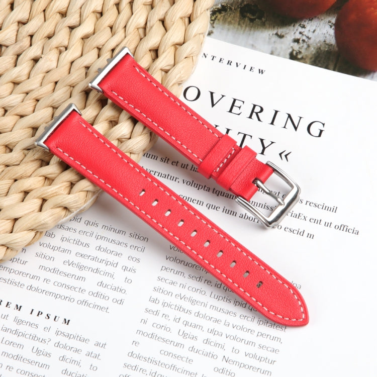 For Honor Band 9 Genuine Leather Watch Band(Red) by bashfashion