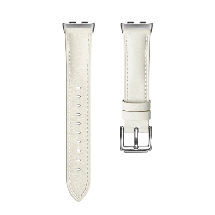 For Honor Band 9 Genuine Leather Watch Band(Creamy White) by bashfashion