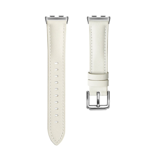 For Honor Band 9 Genuine Leather Watch Band(Creamy White) by bashfashion