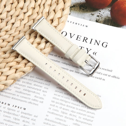 For Honor Band 9 Genuine Leather Watch Band(Creamy White) by bashfashion