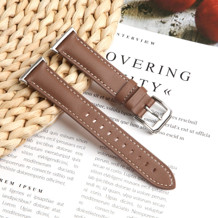 For Honor Band 9 Genuine Leather Watch Band(Brown) by bashfashion