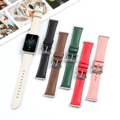 For Honor Band 9 Genuine Leather Watch Band(Red) by bashfashion