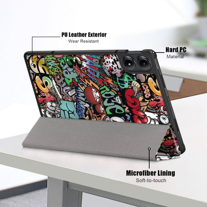 For Xiaomi Redmi Pad Pro 12.1 Custer Painted 3-Fold Stand Leather Smart Tablet Case(Graffiti) by bashfashion
