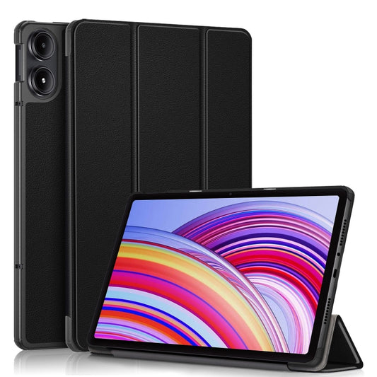 For Xiaomi Redmi Pad Pro 12.1 Custer Pure Color 3-Fold Stand Leather Smart Tablet Case(Black) by bashfashion