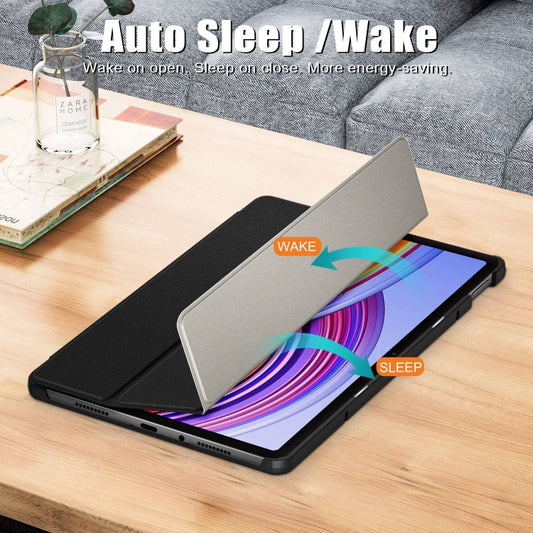 For Xiaomi Redmi Pad Pro 12.1 Custer Pure Color 3-Fold Stand Leather Smart Tablet Case(Black) by bashfashion