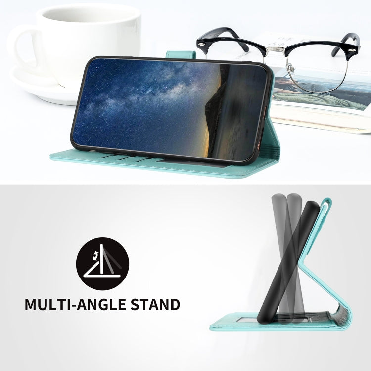 For iPhone 16e Datura Flower Embossed Flip Leather Phone Case(Light Blue) by bashfashion