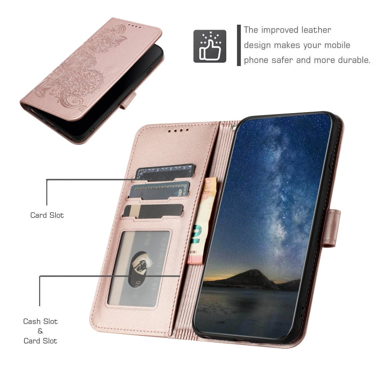 For iPhone 16e Datura Flower Embossed Flip Leather Phone Case(Rose Gold) by bashfashion