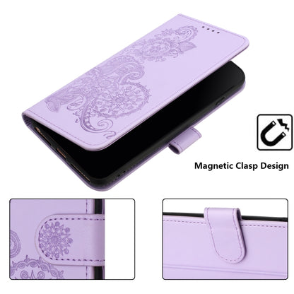 For iPhone 16e Datura Flower Embossed Flip Leather Phone Case(Purple) by bashfashion