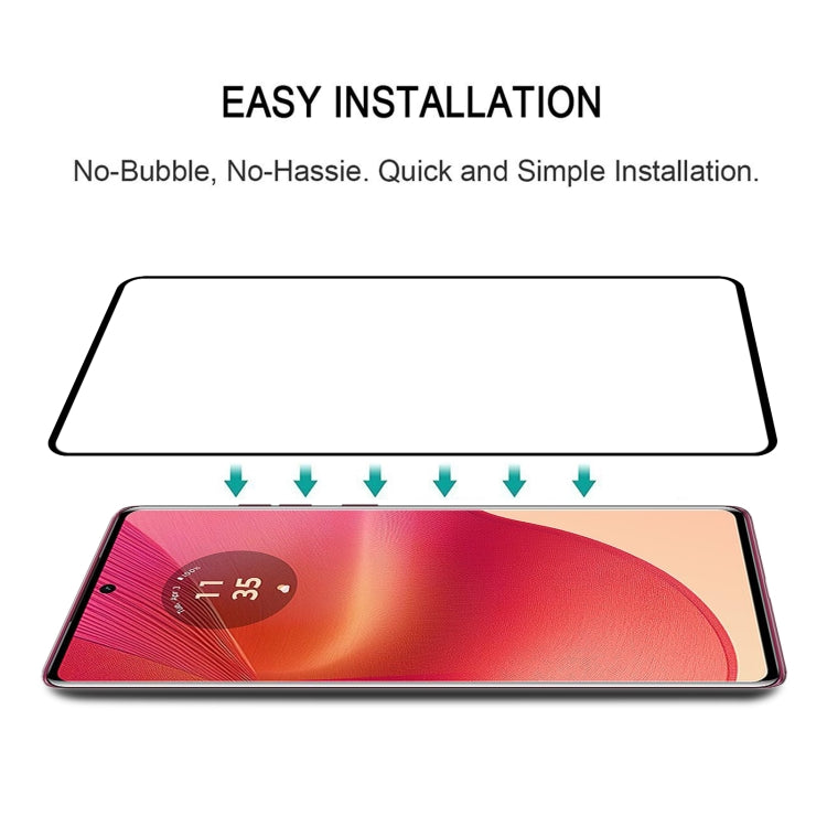 For Motorola Edge 50 Fusion Edge Glue 9H HD 3D Curved Edge Tempered Glass Film(Black) by bashfashion