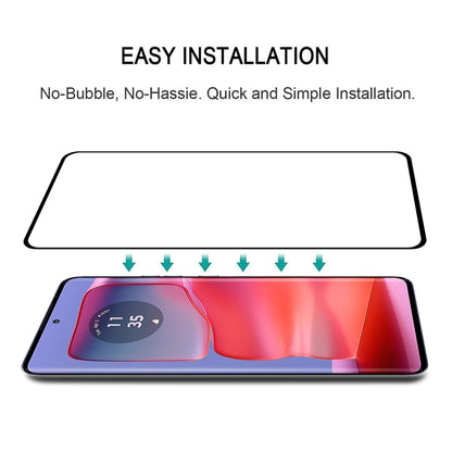 For Motorola Edge 50 Pro Edge Glue 9H HD 3D Curved Edge Tempered Glass Film(Black) by bashfashion