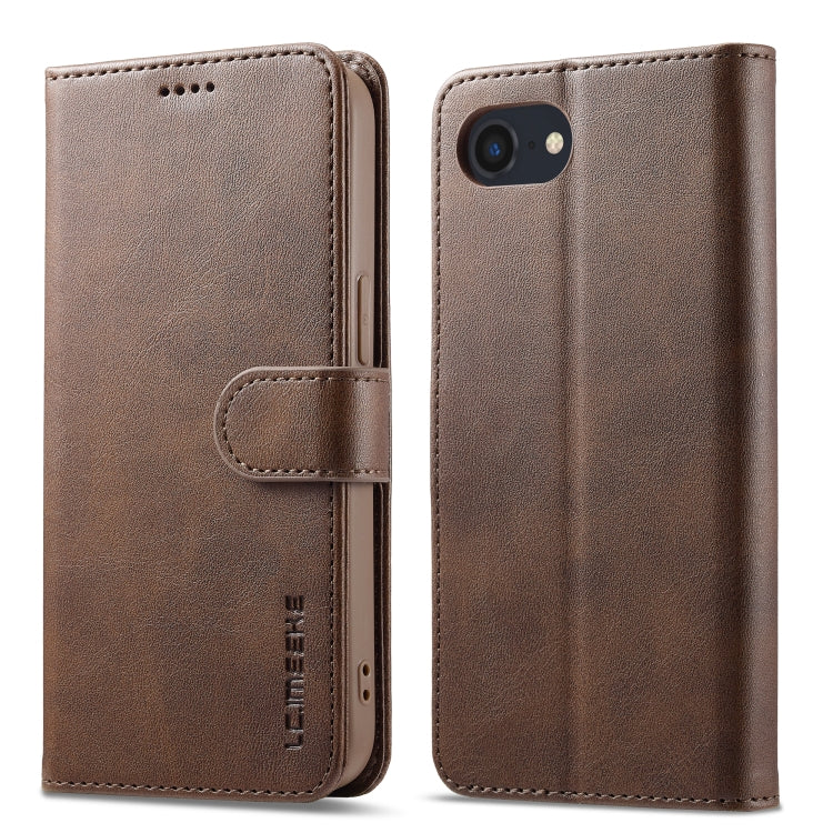 LC.IMEEKE Calf Texture Horizontal Flip Leather Case For iPhone 16e(Brown) by LC.IMEEKE