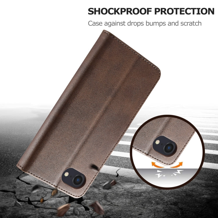 LC.IMEEKE Calf Texture Horizontal Flip Leather Case For iPhone 16e(Brown) by LC.IMEEKE