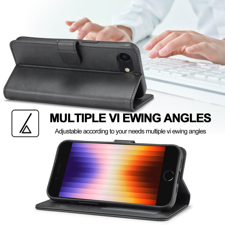 LC.IMEEKE Calf Texture Horizontal Flip Leather Case For iPhone 16e(Black) by LC.IMEEKE