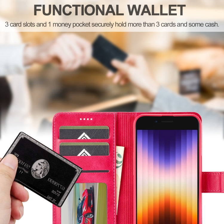 LC.IMEEKE Calf Texture Horizontal Flip Leather Case For iPhone 16e(Red) by LC.IMEEKE